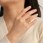 Pierścionek Vegvisir Kompas Runiczny Wiking złoty 1