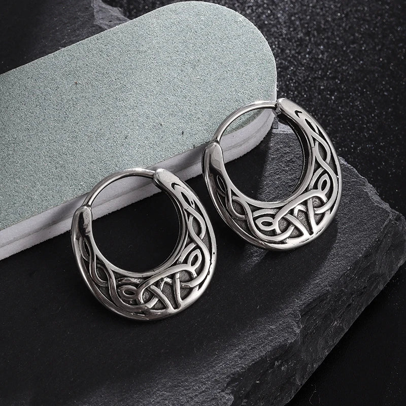 Boucles d'Oreilles Créoles Viking Nordique argent