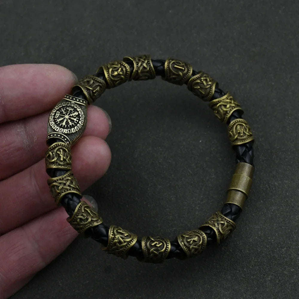 Bracelet Homme Viking Runes Nordiques or