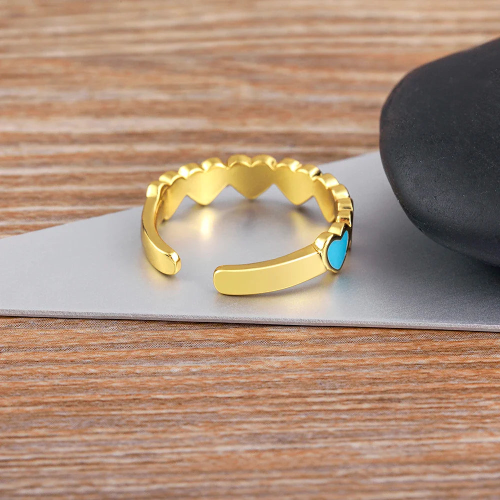 Bague 6 Coeurs Anneau Femme Or