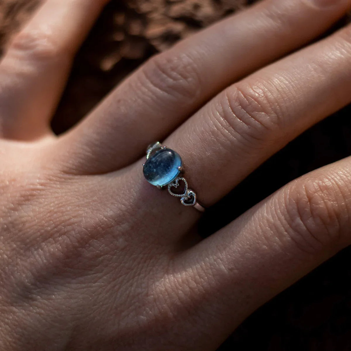 Bague Ajustable "Cristal de Mer" en Aigue-Marine