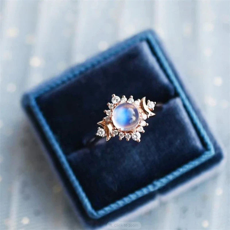 Bague Anneau avec Strass Pierre de Lune