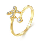 Pierścionek Obrączka Samolot ze Prawdziwego Srebra dla Kobiet złoty