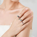 Pierścionek obrączka z kolorowym cyrkonem, kamień urodzinowy