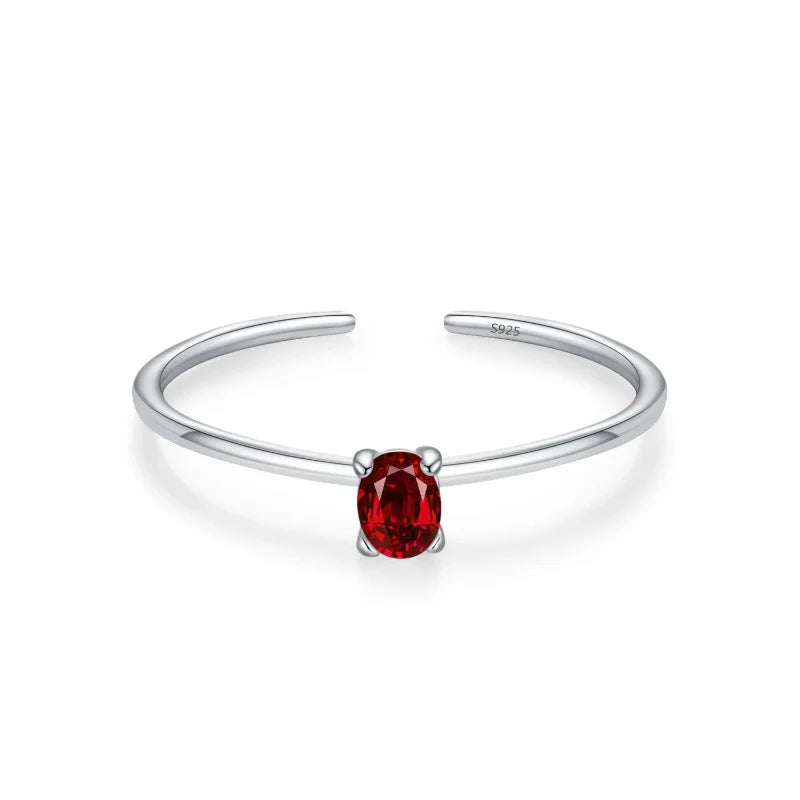 Pierścionek obrączka z kolorowym cyrkonem, kamień urodzinowy