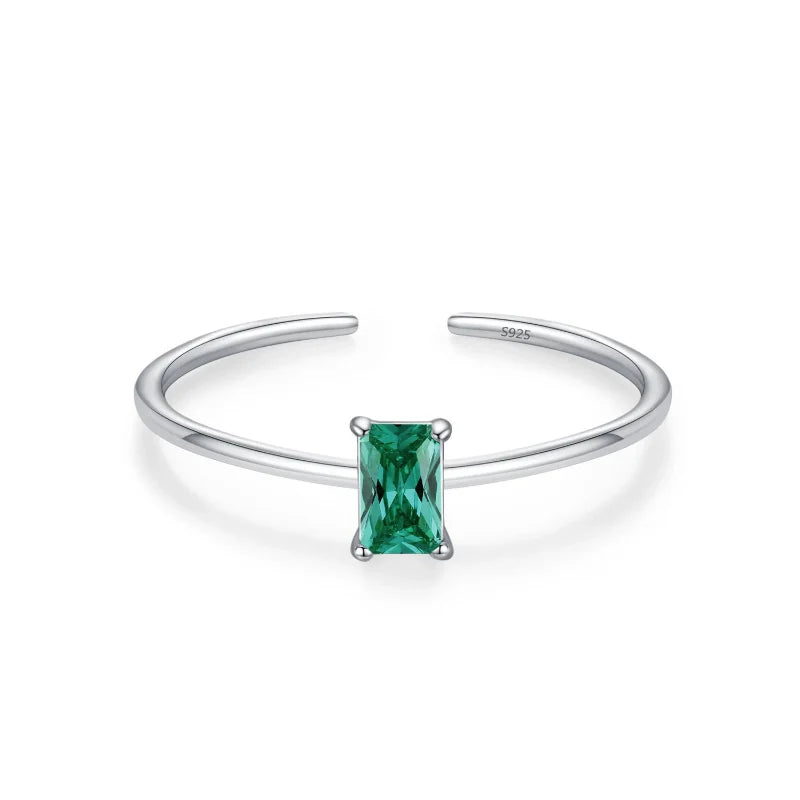 Pierścionek obrączka z kolorowym cyrkonem, kamień urodzinowy