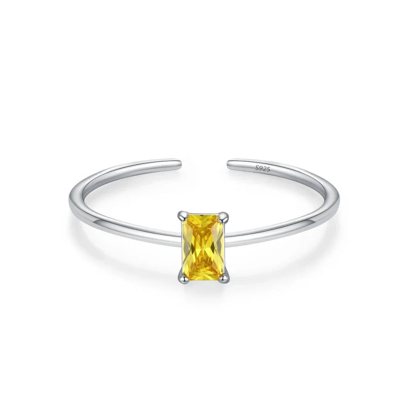 Pierścionek obrączka z kolorowym cyrkonem, kamień urodzinowy