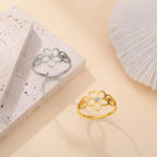 Pierścionek z kwiatem o 5 płatkach i srebrem cyrkonią