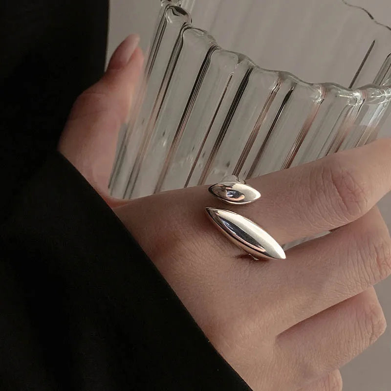 Pierścionek Obrączka Kropla Wody Srebrna