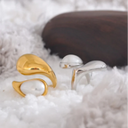 Pierścionek Obrączka Kropla Wody Biała Perła złoto