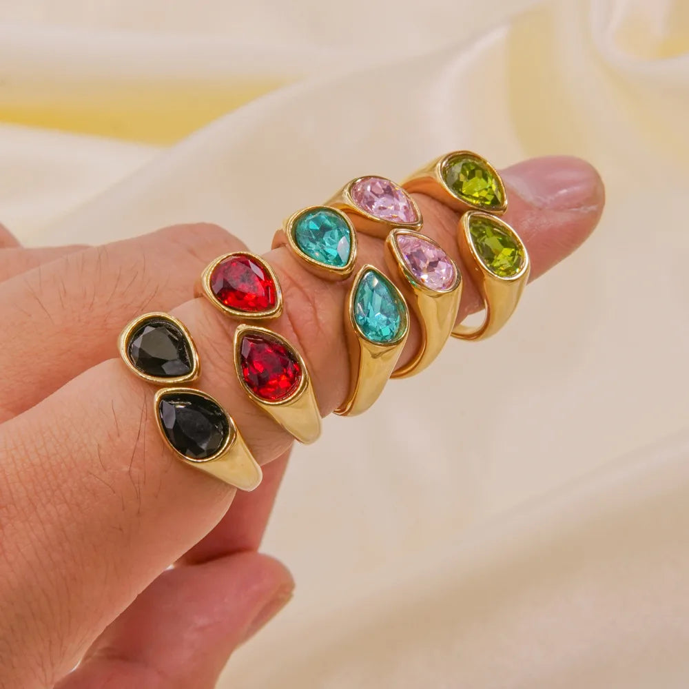 Pierścionek Obrączka Kropla Wody Kolorowa Perła jasnoniebieska