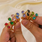 Pierścionek Obrączka Kropla Wody Kolorowa Perła czerwona