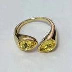 Pierścionek Obrączka Kropla Wody Kolorowa Perła żółta