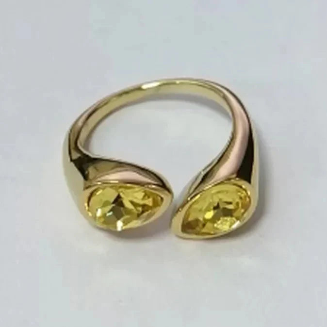 Pierścionek Obrączka Kropla Wody Kolorowa Perła żółta