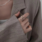 Pierścionek Obrączka Duży Kwiat Elegancki