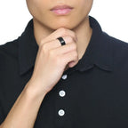 Pierścień męski anty-stresowy obracający się czarny