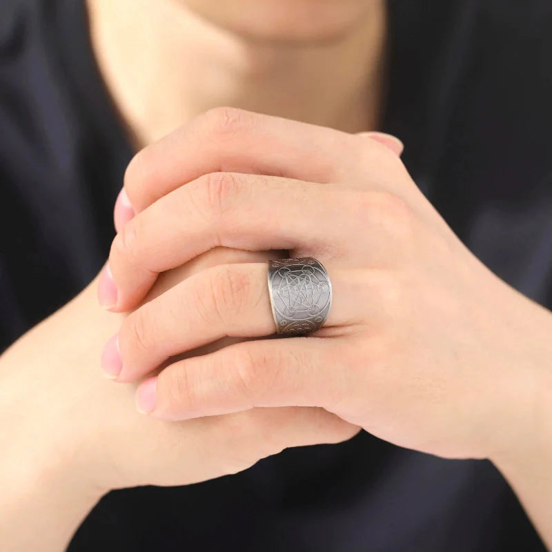 Bague Anneau Homme Cube de Métatron argent
