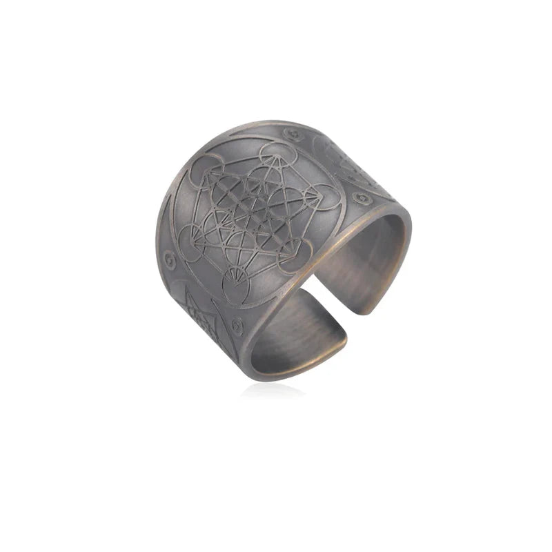 Bague Anneau Homme Cube de Métatron Argent
