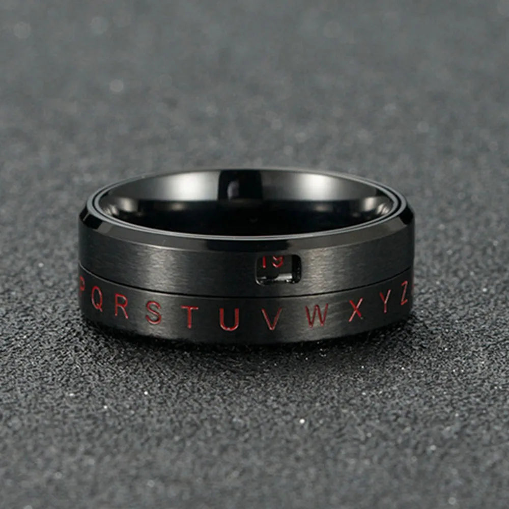 Bague Anneau Lettres Anti-Stress Tournant noir