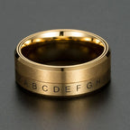 Pierścionek obrączka z literami anty-stres obrotowy złoty