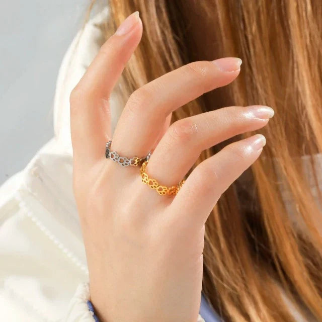 Pierścionek Obrączka Łapy złoty i srebrny