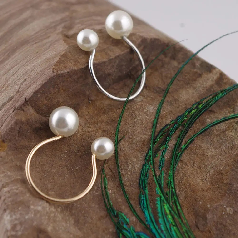 Bague Anneau Style Rétro avec Perles Blanches argent