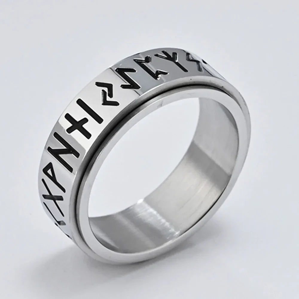 Bague Anneau Viking Homme Anti-Stress Tournant argent