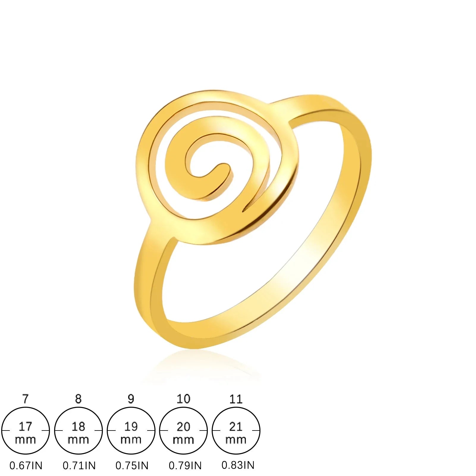 Damski pierścionek o spiralnym wzorze, okrągły, złoty