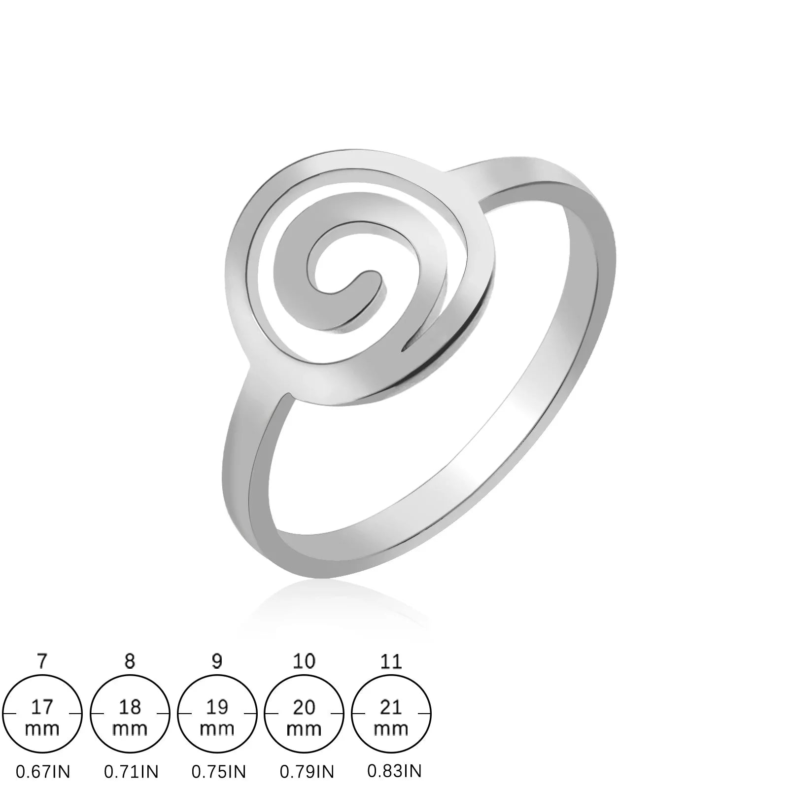 Damski pierścionek o spiralnym wzorze, okrągły, srebrny
