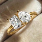 Pierścionek z kroplą wody z cyrkonu złoty