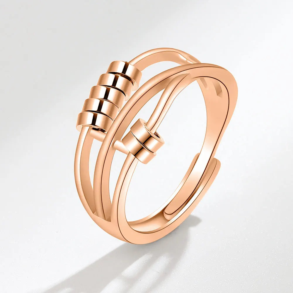 Bague avec Perles Rotatives contre l'Anxiété pour Femme or rose