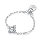 Pierścionek z koniczynką o 4 listkach z cyrkoniami