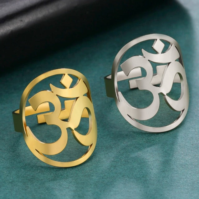 Pierścionek buddyjski Om tybetański sygnet pierścień męski damski