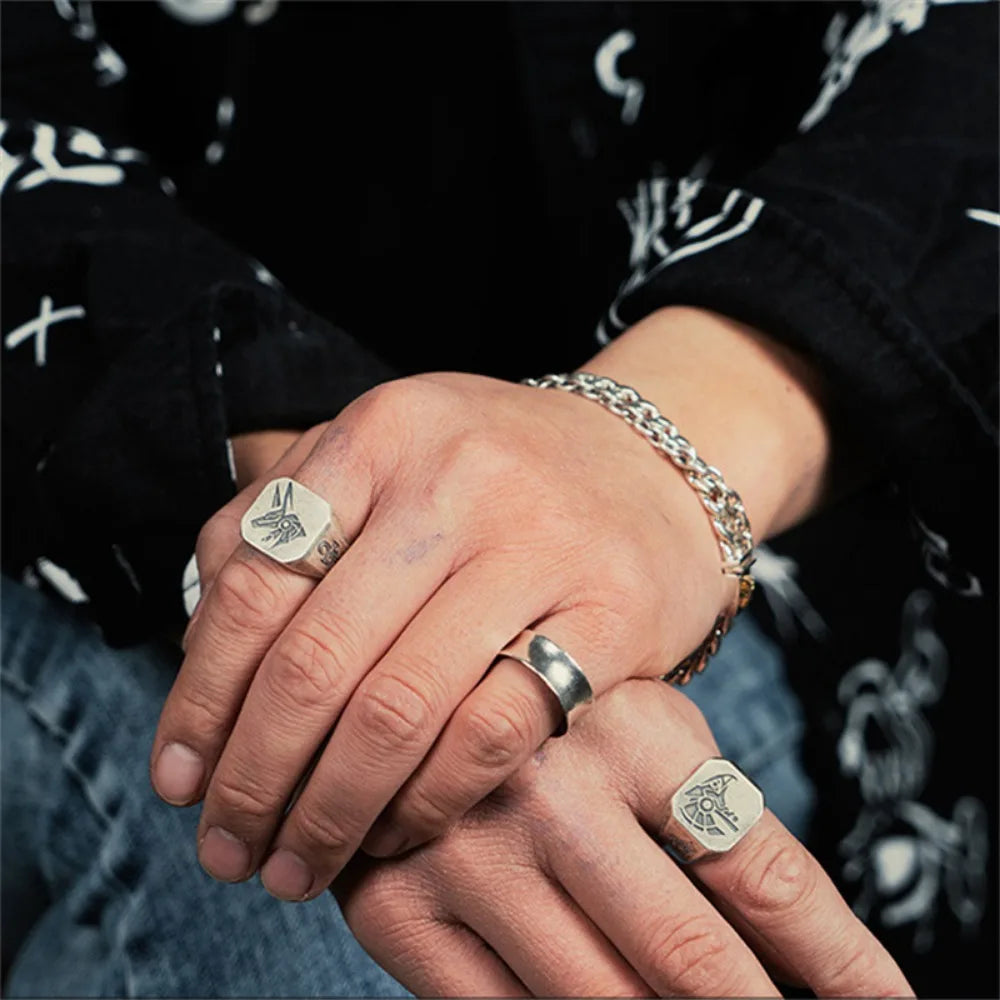 Bague carrée de Style Egyptien Oeil d'Horus