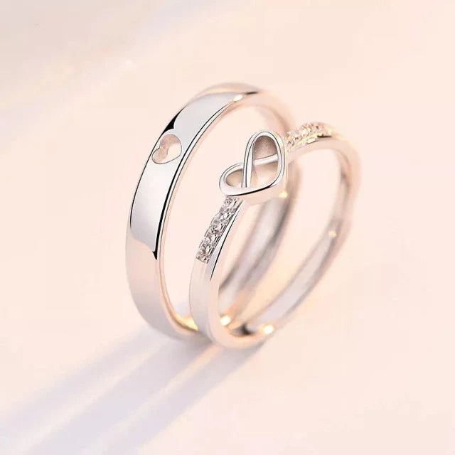 Bague Cœur Argent et Diamants (Lot de 2)