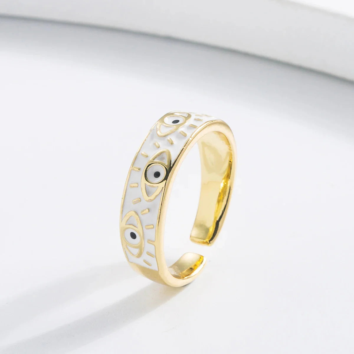 Pierścionek Przeciwko Złemu Oku Niebieskie Tureckie Oko Pierścień Biały