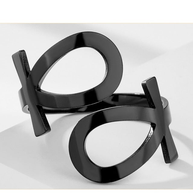 Pierścionek z egipskim krzyżem Ankh, sygnet, pierścień starożytnego Egiptu, czarny