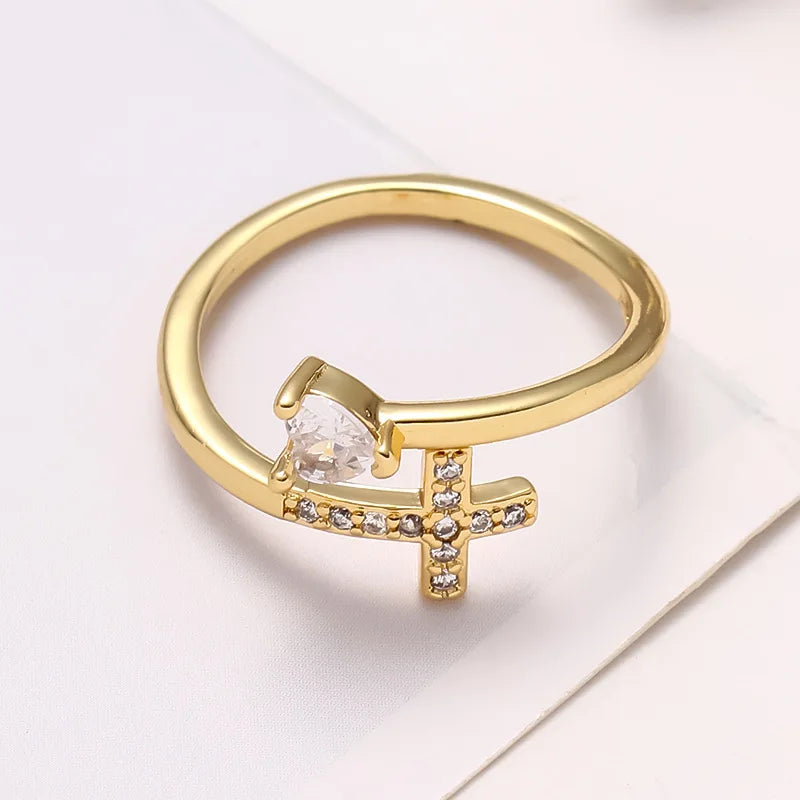 Bague Croix & Zircon Femme