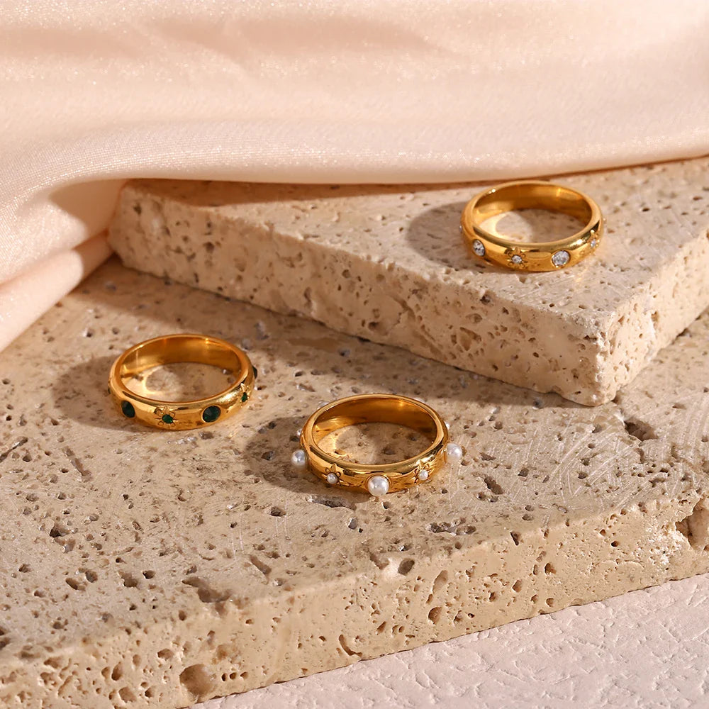 Pierścionek stylowy z perłami i cyrkoniami 3