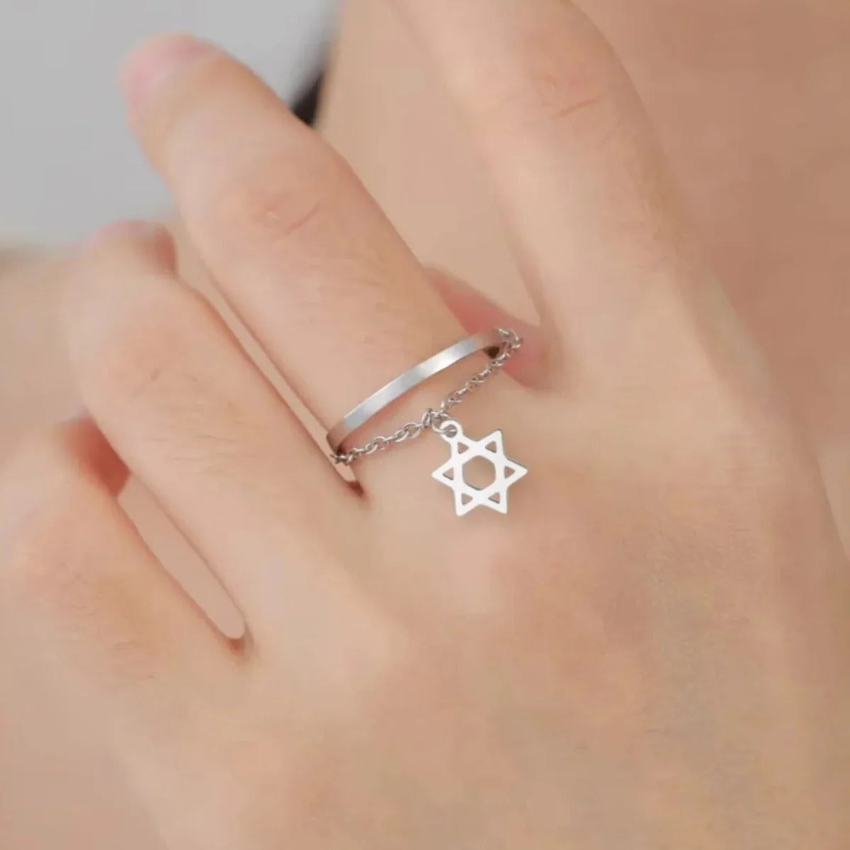 Designerski pierścionek z gwiazdą Dawida, żydowskim symbolem, srebro