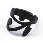 Pierścionek Egipt Oko Horusa Oudjat Czarownictwo czarny