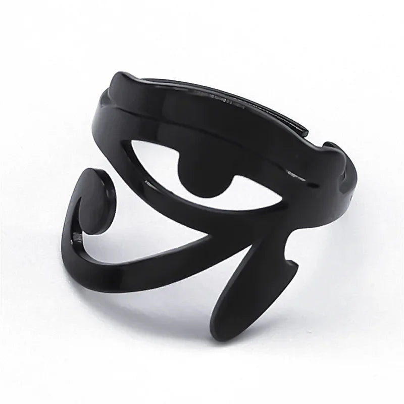 Pierścionek Egipt Oko Horusa Oudjat Czarownictwo czarny