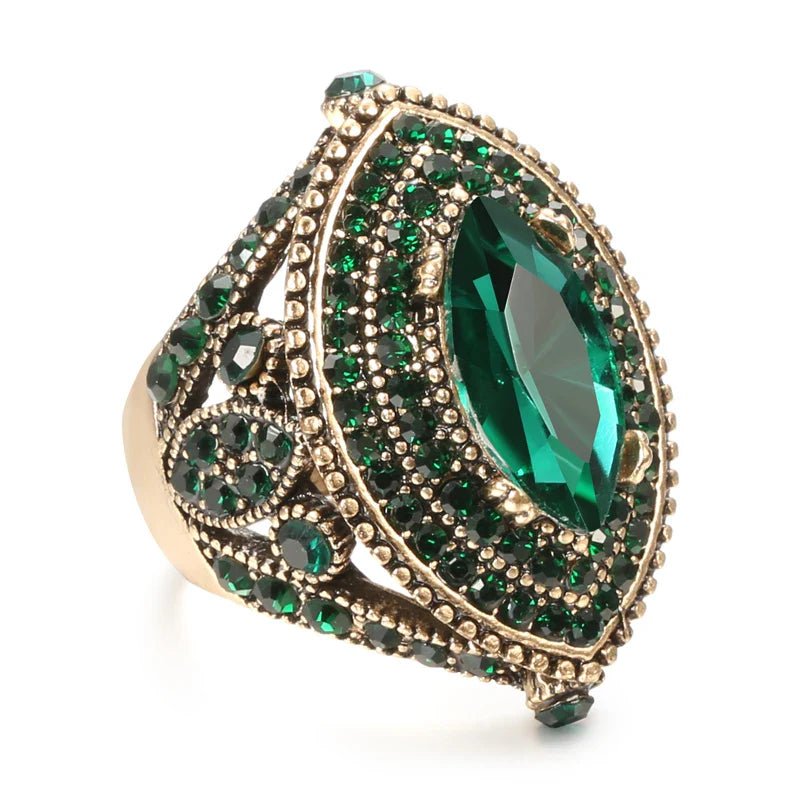 Bague avec Cristal Vert