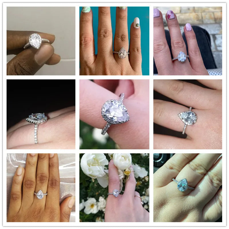 Bague en Zircon Goutte d'Eau