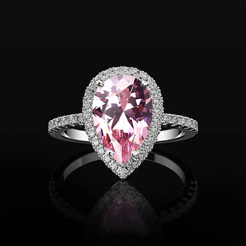 Bague en Zircon Goutte d'Eau rose