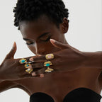 Pierścionek etniczny z naturalnym kamieniem