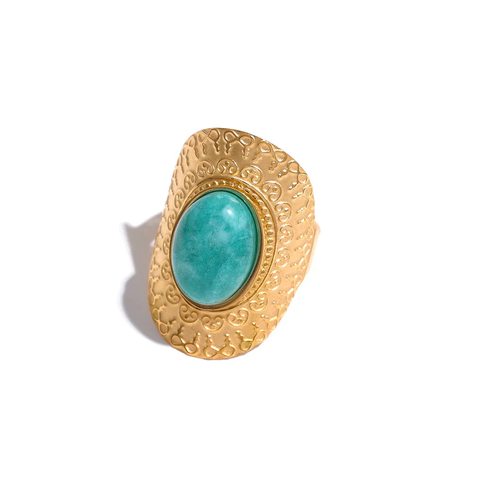 Bague Ethnique avec Pierre Naturelle amazonite
