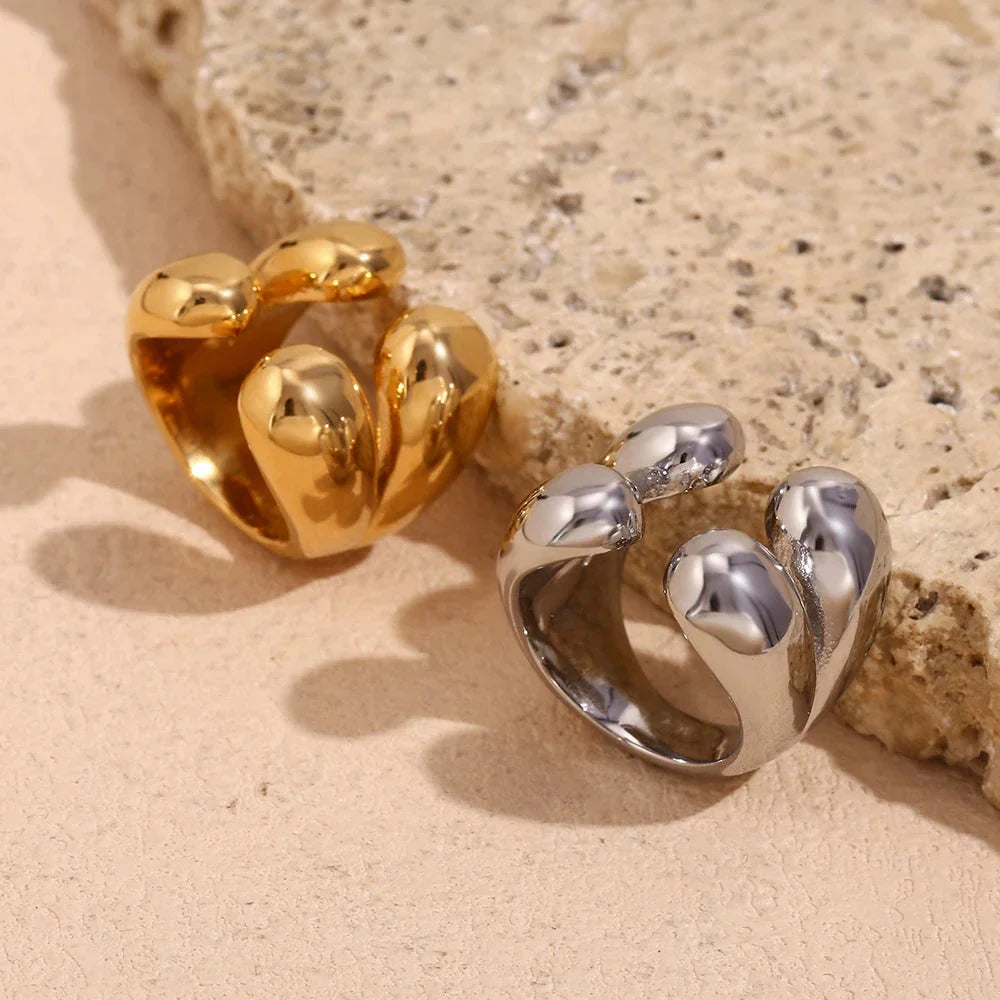 Oryginalny pierścionek z pierścieniem w kształcie kropli wody złoty