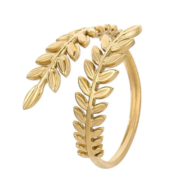 Bague Feuille de Laurier Automnale or