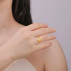 Pierścionek Kwiat Lotosu złoty